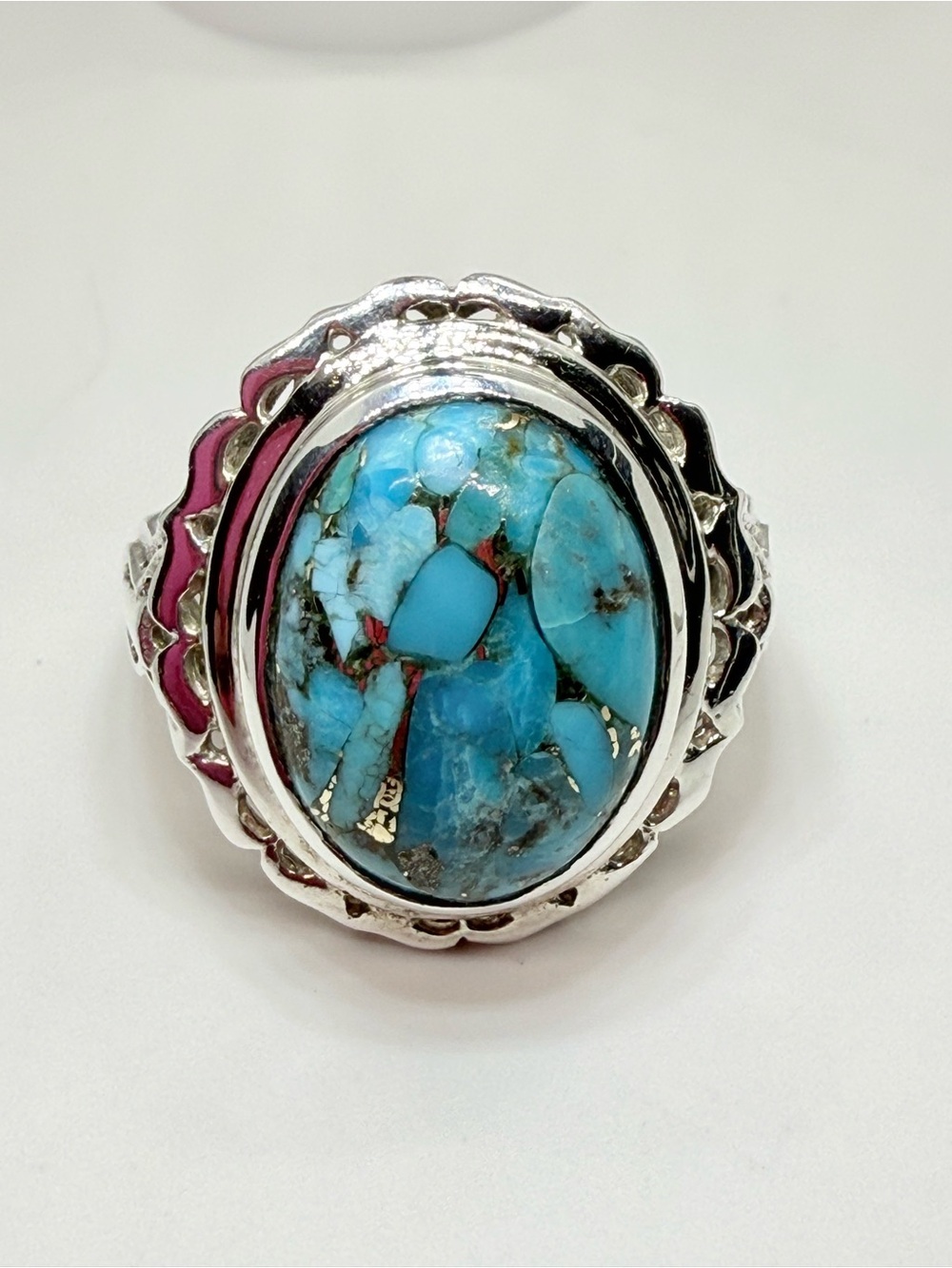 Sterling Silver Turquoise Statement Ring - Blue Turquoise - Picture 11 of 16